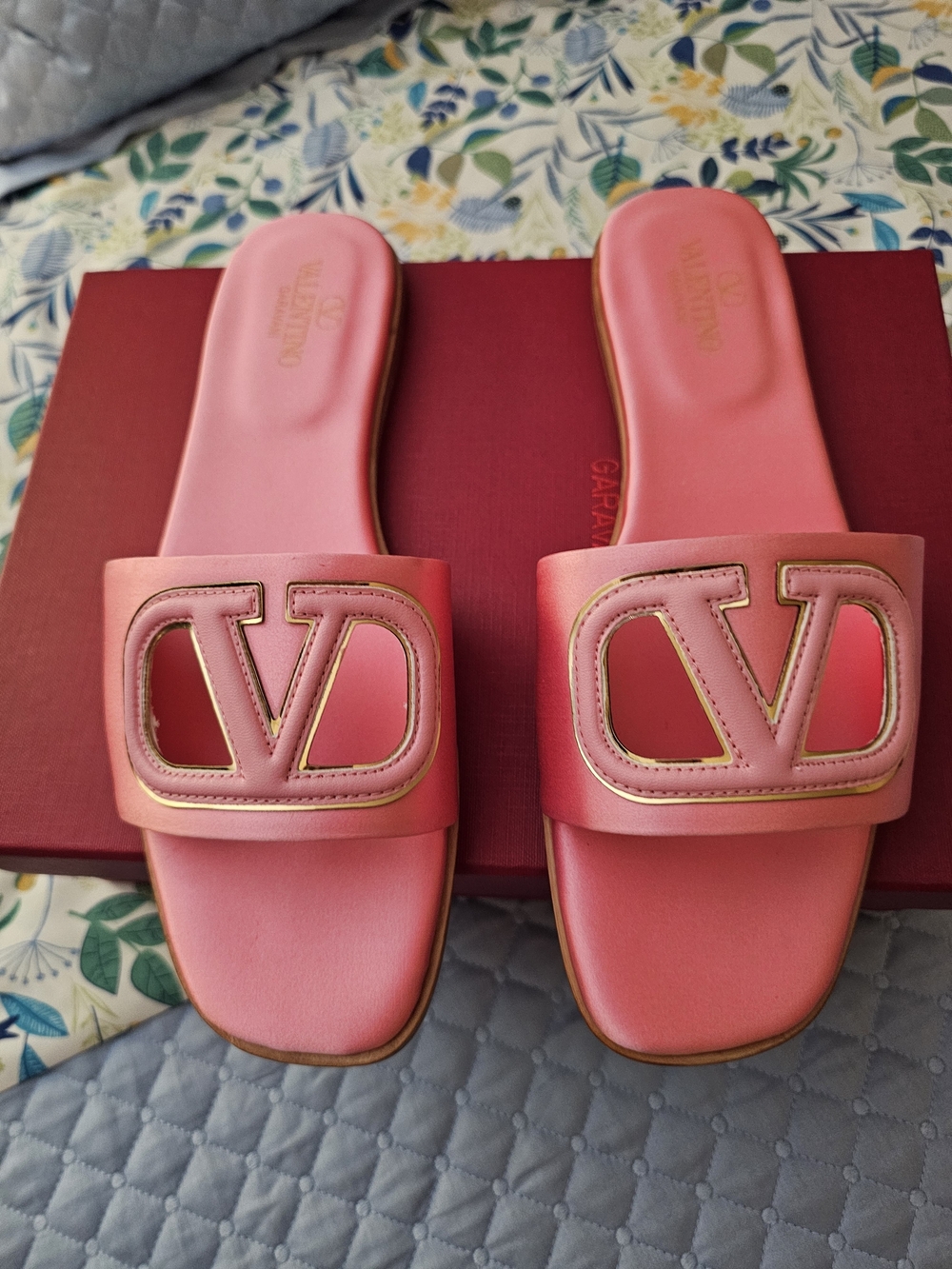 Valentino Pink VLogo Sandal With Satin